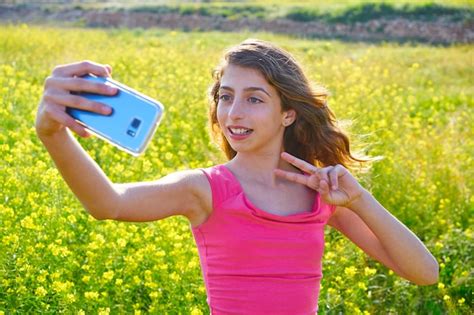 Premium Photo Teen Girl Selfie Video Photo Spring Meadow