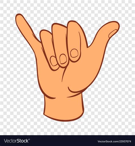 Hang Loose Hand Gesture Icon Cartoon Style Vector Image