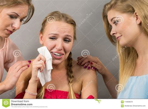 Friends Helping Sad Woman Stock Image Image Of Together 116908079