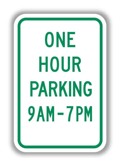 One Hour Parking With Specific Times Sign R7 5 Parking And Standing