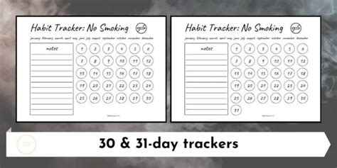 No Smoking Habit Tracker Printable Pdf Digital Hygge
