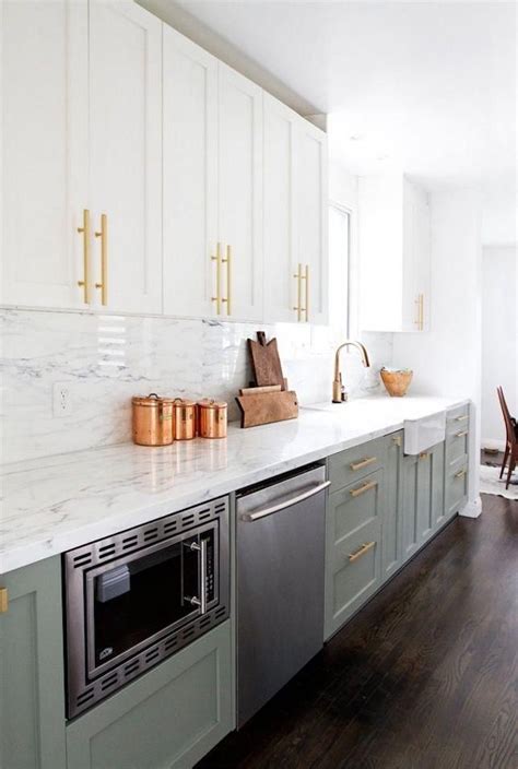 I Totally Love The Sage Green Lower Cabinets Combined With The Crisp