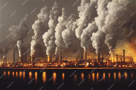 Premium Photo Illustration Of An Industrial Factory Emitting Toxic