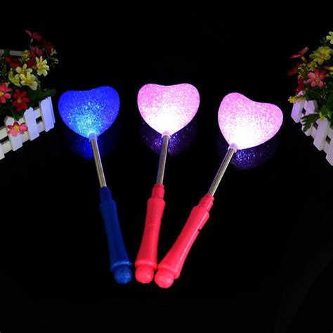Star Love Heart Flower Wand Flashing Led Glow Light Sticks Blinking