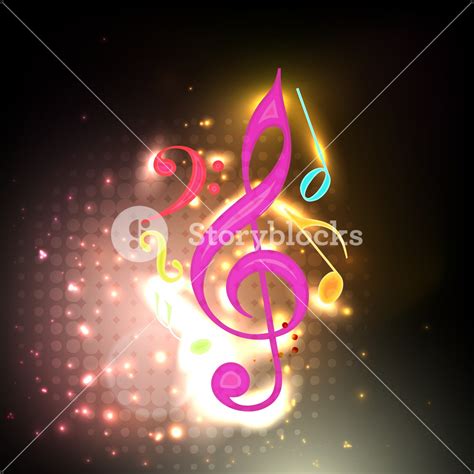 Colorful Music Notes On Shiny Background Royalty Free Stock Image