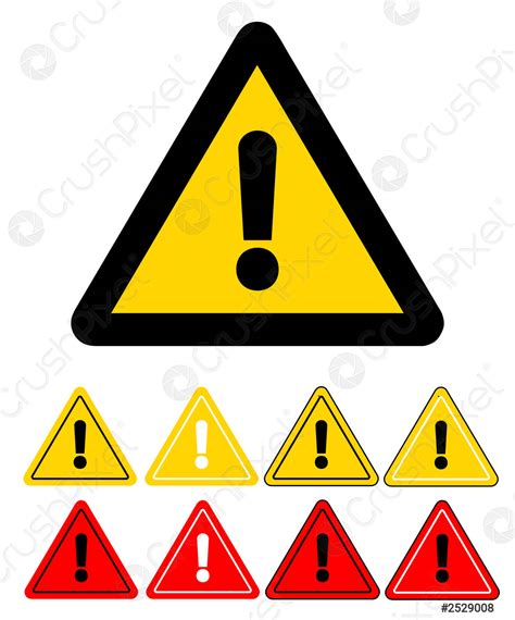 Set Of Triangle Caution Icons Caution Sign Stock Vector Illustration