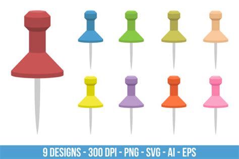 Push Pin Clipart Set Graphic By Creativeclipcloud · Creative Fabrica