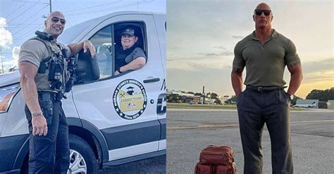 photo of police officer who has same body build muscle as american actor the rock goes viral