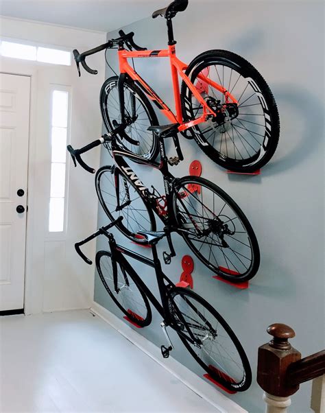 Measure the area you would want to install your rack and cut a long wood to size it. Multiple bikes hanging rack system. DaHANGER Dan pedal ...