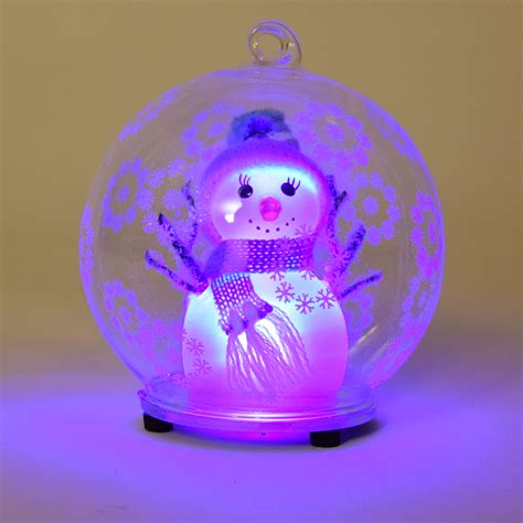 New Glowcity Led Color Changing Snowman Glass Globe Ornament