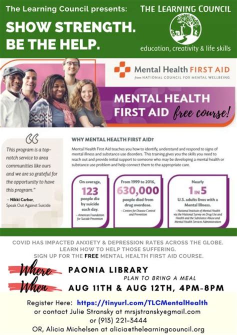 Mental Health First Aid The Learning Council Aug 11 And 12