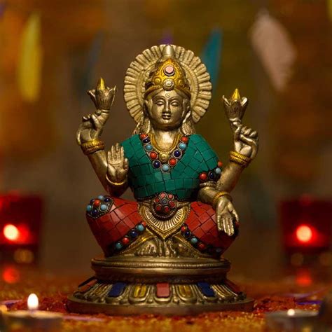 Buy Antique Goddess Brass Laxmi Idol Online In India