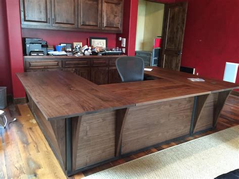 Custom Steel And Walnut Contemporary Desk Workstation By
