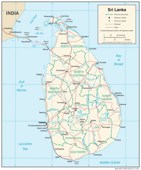 Sri Lanka Karte Routen