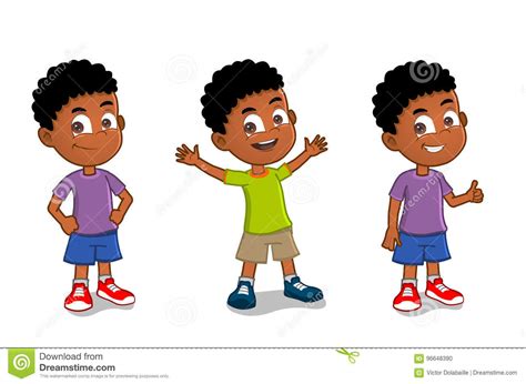 African American Boy Stock Vector Illustration Of Poses 96648390