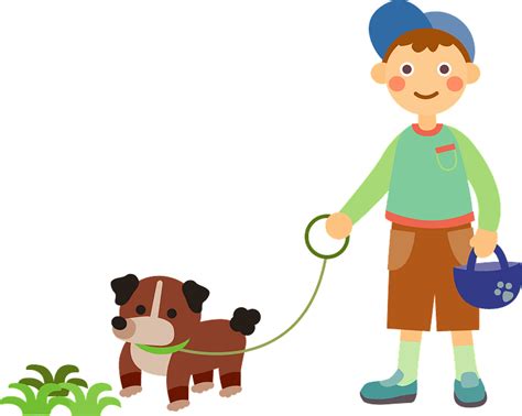 Boy Is Walking His Dog Clipart Free Download Transparent Png Creazilla