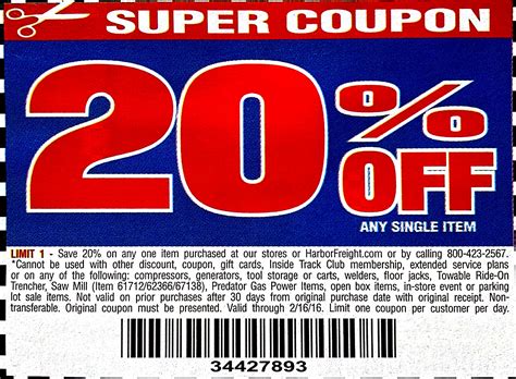 Instead, they have an instant savings. Harbor Freight 20 percent off coupon