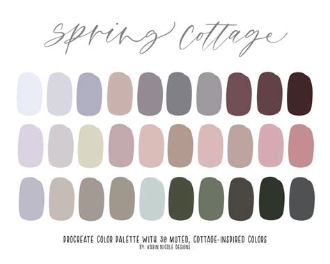 Spring Cottage Inspired Procreate Color Palette 30 Muted Tone Etsy