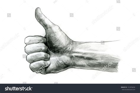 Pencil Drawing Thumb Hand Gesture Stock Illustration 151876634
