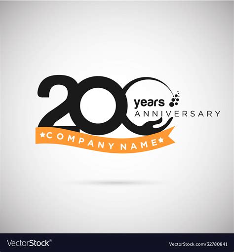 200 Years Anniversary Logo With Ribbon And Hand Vector Image