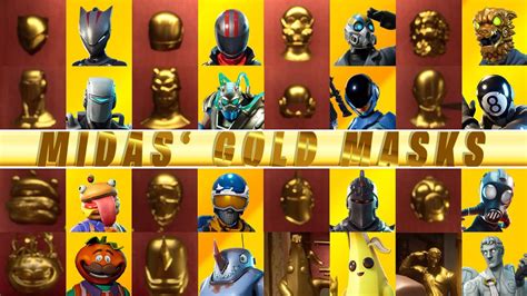 Midas Gold Mask Collection Vs Original Skins Fortnite Youtube