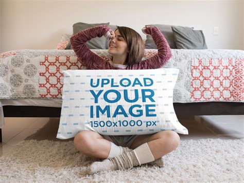 Download Girl with Pillow Mockup Generator | Mockup World