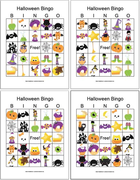Free Printable Halloween Bingo Cards For 20 Players Cut Out The Pictures From The 36 Square