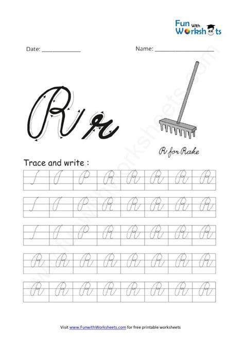 Cursive Handwriting Practice Capital Letter R Free Printable