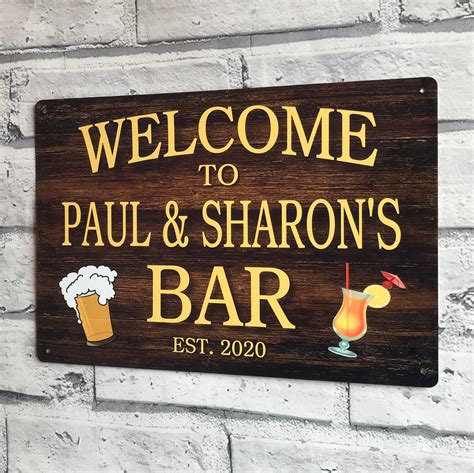 Bar Sign Personalised Metal Wall Sign Home Bar Pub Shed T Etsy
