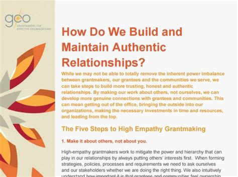 How Do We Build And Maintain Authentic Relationships Grantmakers For