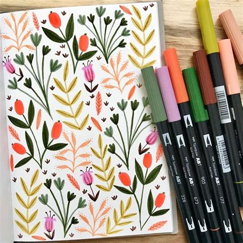 Obsessed With These Dual Brush Pen Florals Drawn By Bonbiforest 😍