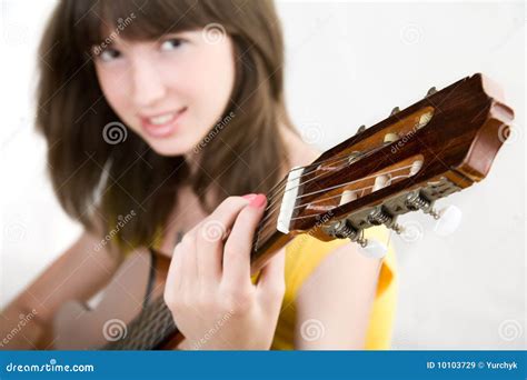 Teen Girl Playing Guitar Stock Image Image Of Chord 10103729