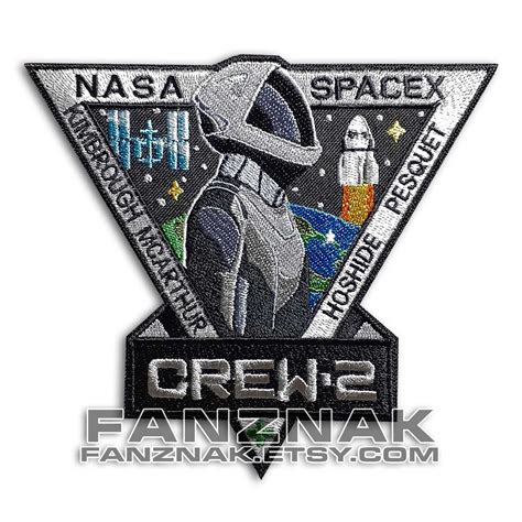 Crew 2 Nasa Spacex Embroidered Patch Velcro® Brand Hook And Etsy