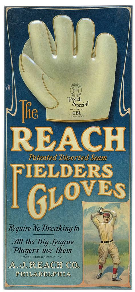 Reach Fielders Glove Sign Vintage Baseball Gloves Baseball History