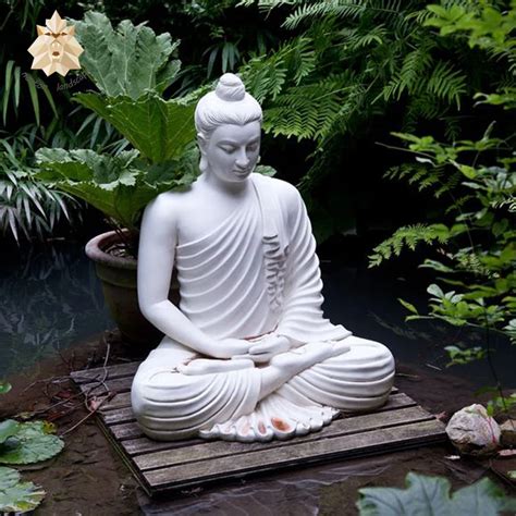 Large Outdoor Modern Life Size Pure White Stone Sitting Marble Buddha