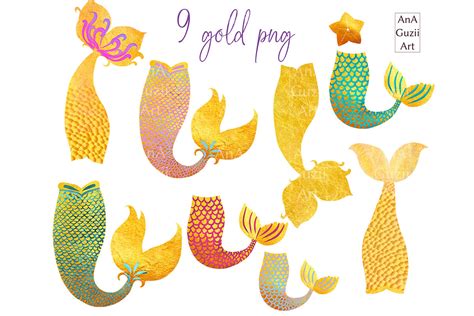 Watercolor Mermaid Tail Clipart By Anaguziiart Thehungryjpeg