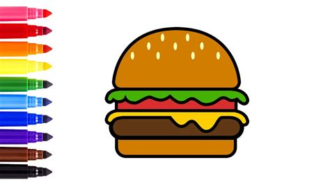 How To Draw A Cute Burger🍔 Easy Burger Drawing😋 Burger Drawing