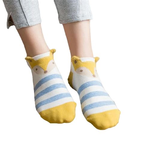 Cute Fox Sock Cartoons Vossen Colorful Socks Lot 3 Pairs Women Dafmessokken Meias Chaussette