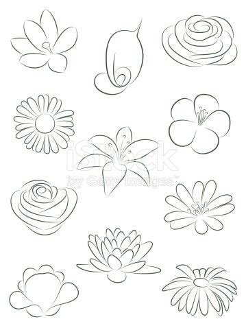 They're beautiful, colorful now, at this point you have a few different options for this simple flower drawing. Set of flowers. Vector illustration. | Art drawings ...