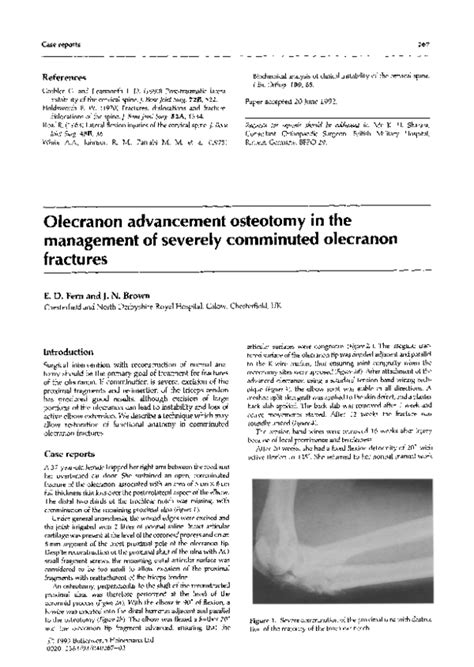 Pdf Olecranon Advancement Osteotomy In The Management Of Severely