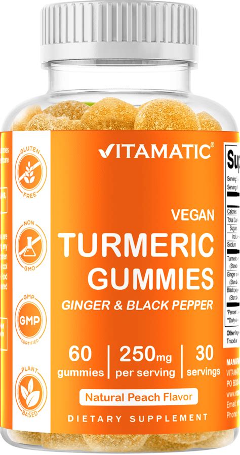 Vitamatic Turmeric Gummies With Ginger Black Pepper Extract 95