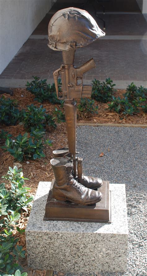 Battle Cross Fallen Soldier Bronze Statue