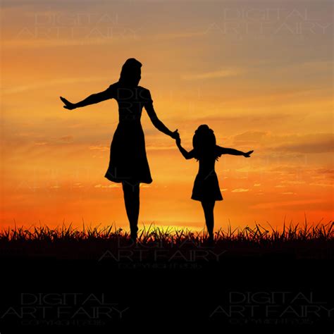 Mother And Daughter Silhouette Mothers Day Drawings Mother Painting