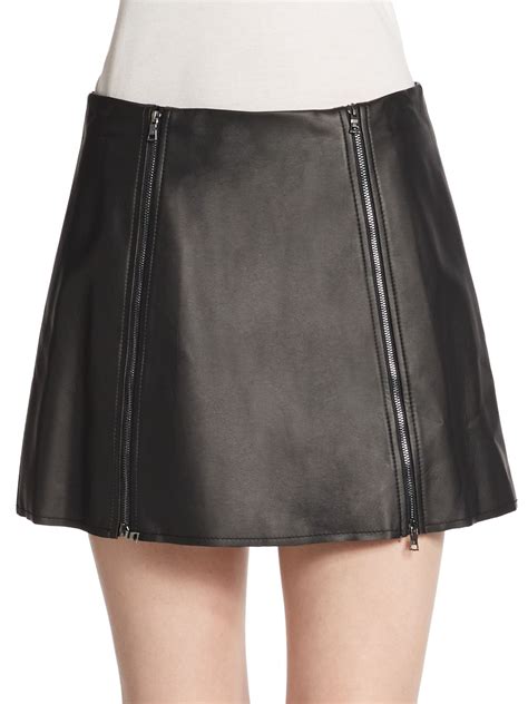 Bcbgmaxazria Leather Myra Double Zip Skirt In Black Lyst