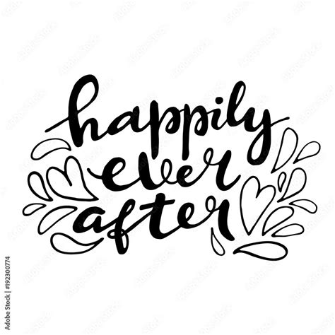 Happily Ever After Hand Lettering Quote Card Handmade Vector