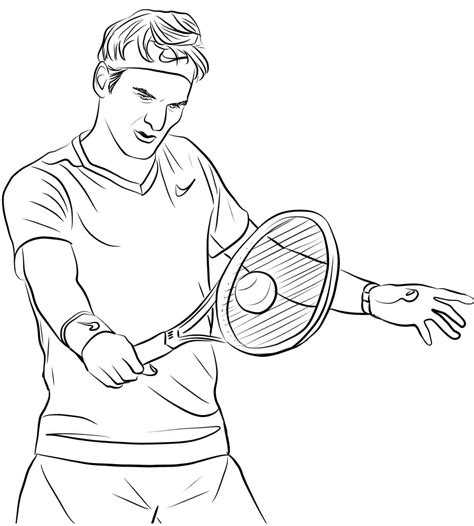 Roger Federer Is Playing Tennis Coloring Page Download Print Or