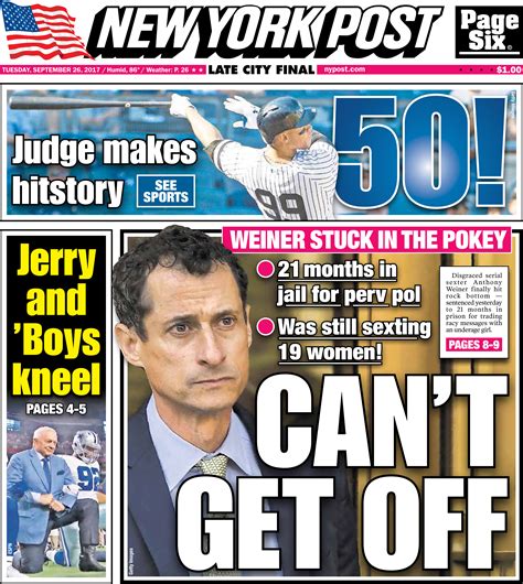 Ny Post Cover For Covers For September 26 2017 New York Post