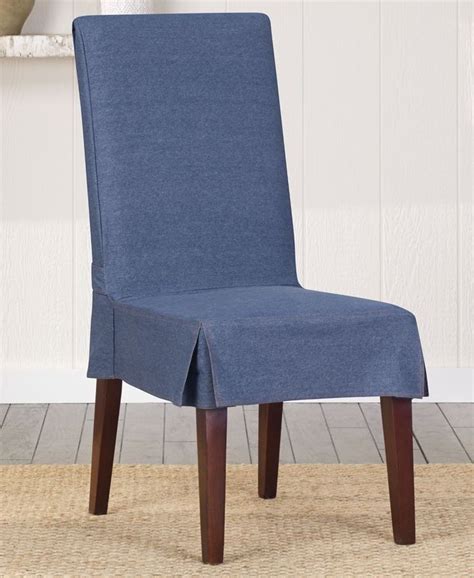 The chair is covered with linen fabric material and padding with upholstered foam,rubber wooden legs enhances the chair seat more. Sure Fit Authentic Denim Short Dining Chair Cover | Capas ...