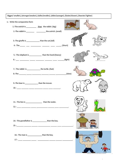 Comparatives Worksheet Esl