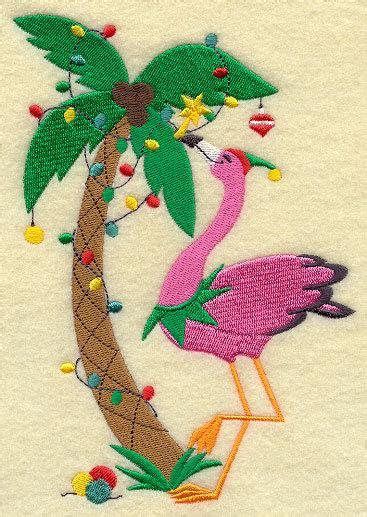 Christmas Holiday Flamingo And Palm Tree Embroidered Patch Machine